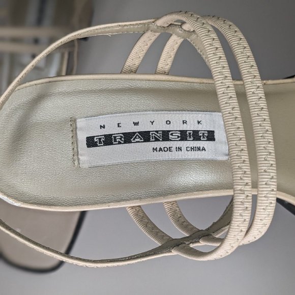 New York Transit Cream Beige Strappy 2.5 inch Heels Sandals Womens Size 10M - Picture 11 of 12